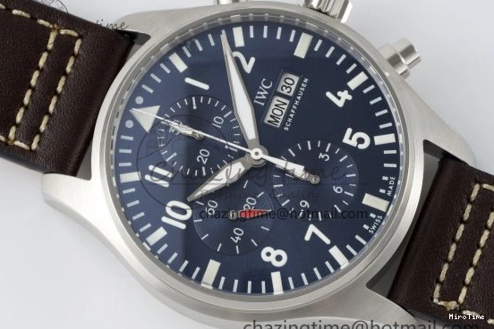 MIROTIME 0323 Pilot Chrono SS AZF 1:1 Best Edition Blue Dial on Brown Leather Strap A TimelessDesign 7060